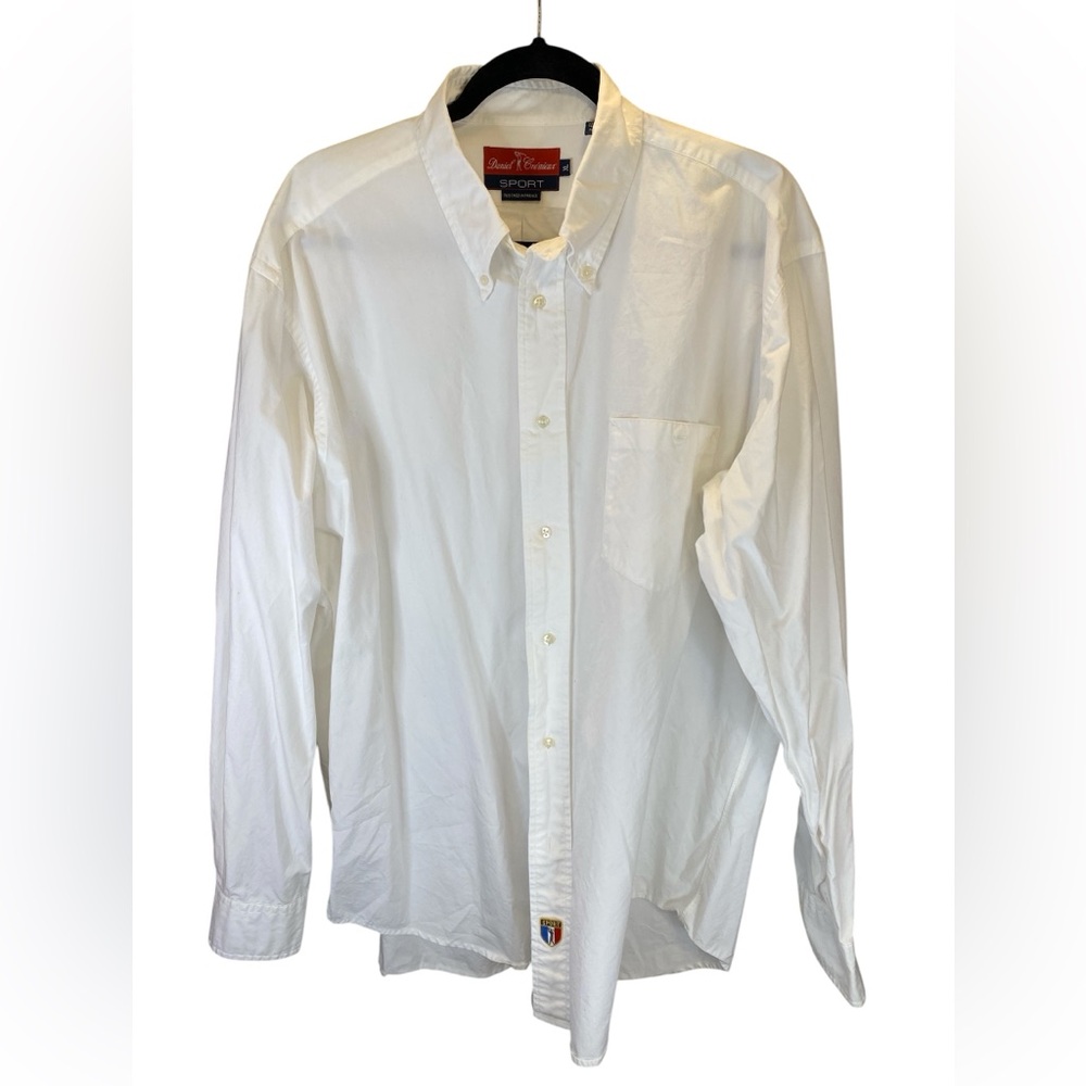 Daniel Crémieux Sport White Cotton Button Down Shirt XL Golf Crest